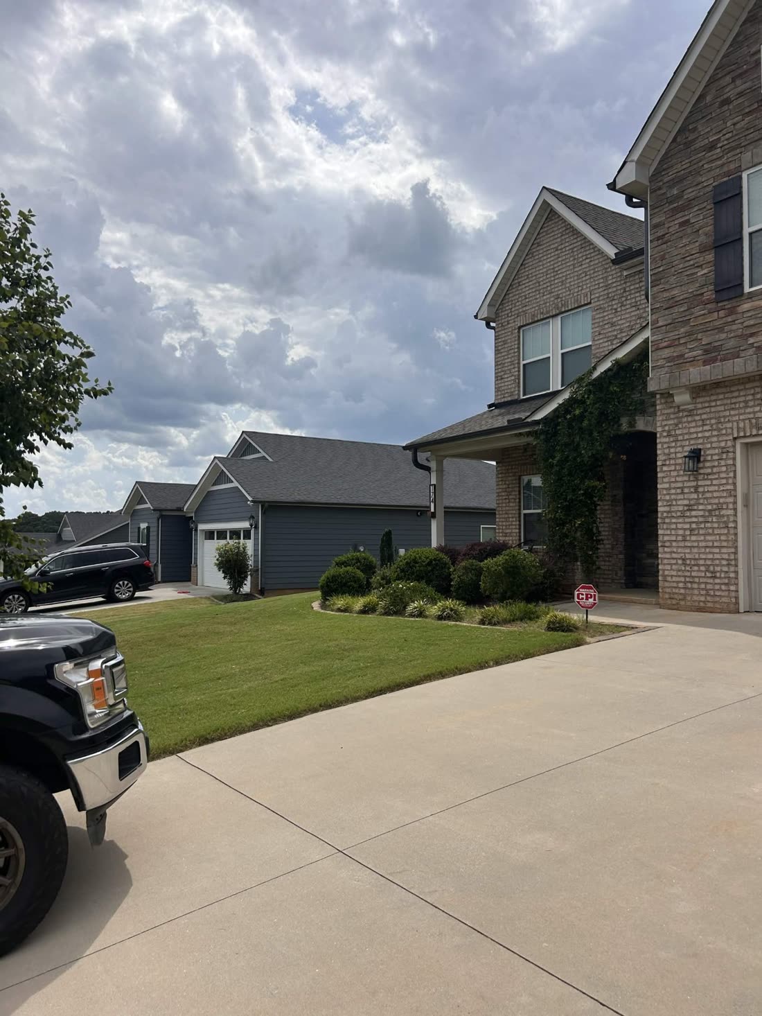 Freshly mowed and edged front yard